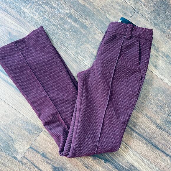 ALC Micro Dot Trousers 2 Pants Burgundy Red Maroon Academia Career A.L.C. Prep - Picture 2 of 6
